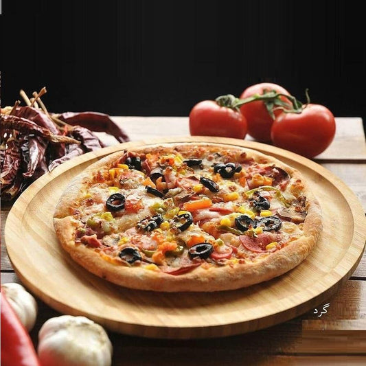 Bamboo Round Platter 14" inch | For pizza / Barbecue / Steak-0
